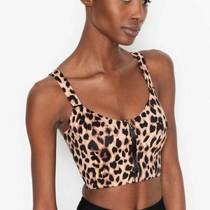 Victoria's Secret Black and Brown Sports Bra Leopard Print